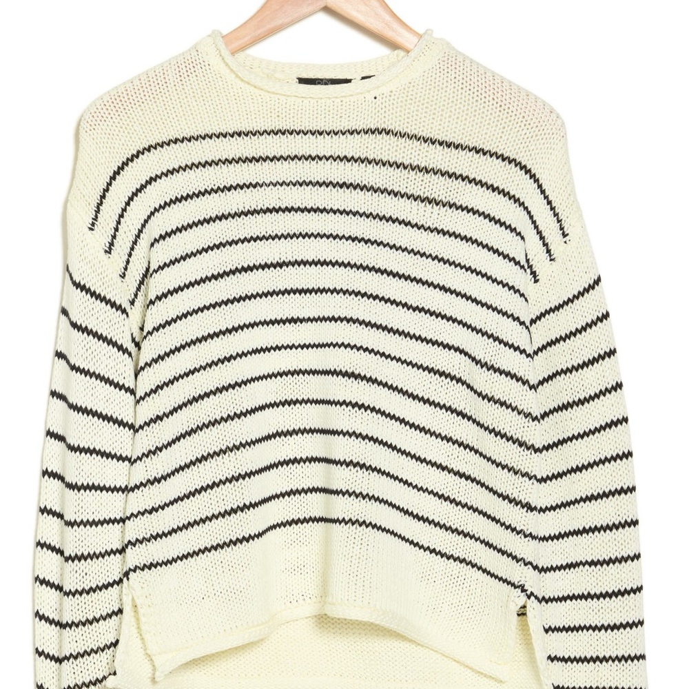 Nordstrom RDI Stripe Pullover Sweater in Black and Ivory Size Medium